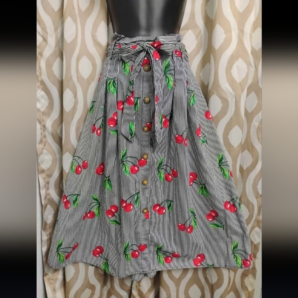 Cherry Print Retro Swing Style Skirt
